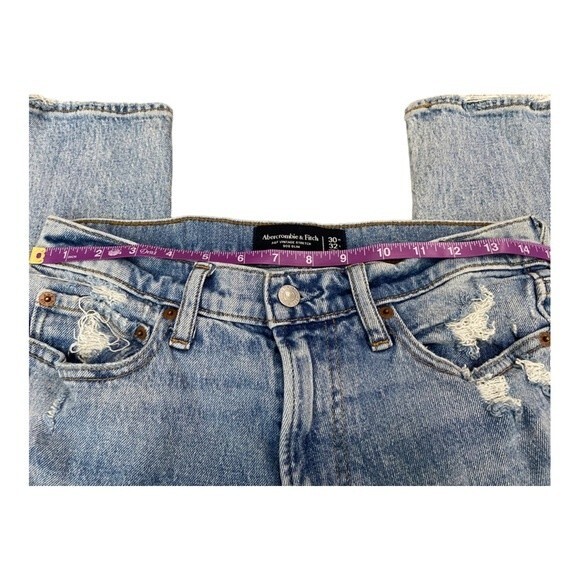 Abercrombie &‎ Fitch 30x32 A&F Vintage Stretch 90s Slim Jeans Denim Distressed - Picture 9 of 14